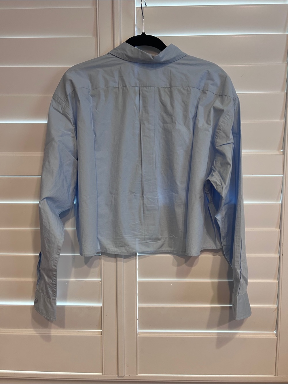 Kowtow Lauren Cropped Button Down Shirt Blue Size Medium - Picture 6 of 7